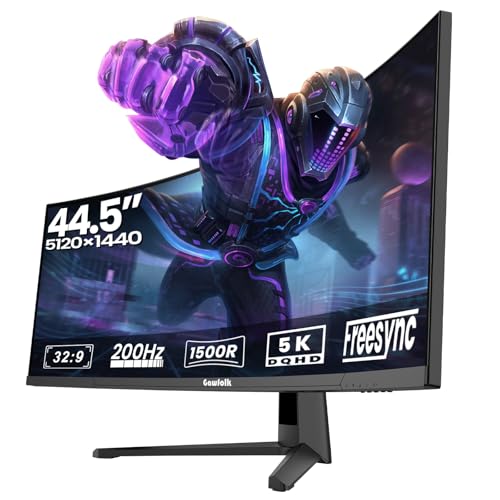 Image of Gawfolk 45 Inch Ultrawide Curved Monitor, 200Hz 5K2K 5120x1440 DQHD 32:9 Super Ultrawide Computer Screen 1500R VA HDR, 3000:1 Contrast, FreeSync & G-Sync Compatible, Built-in Speakers, HDMI 2.1 /DP 1.4