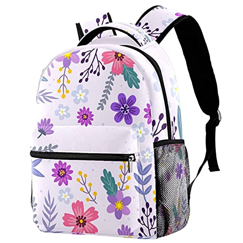 Sac à dos voyage enfant violet à fleurs pour sorties scolaires et vacances