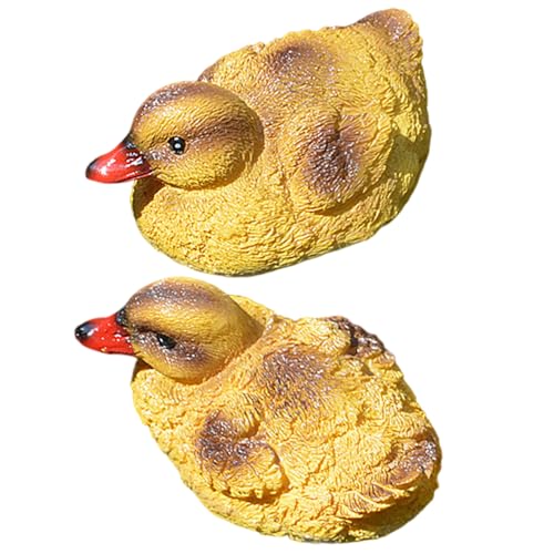Ngbbby Estatua de Pato de Resina Amarilla y Negra, Adorno de Patito Flotante Realista para jardín, Piscina, Estanque, Fuente, decoración de césped, 2 uds.