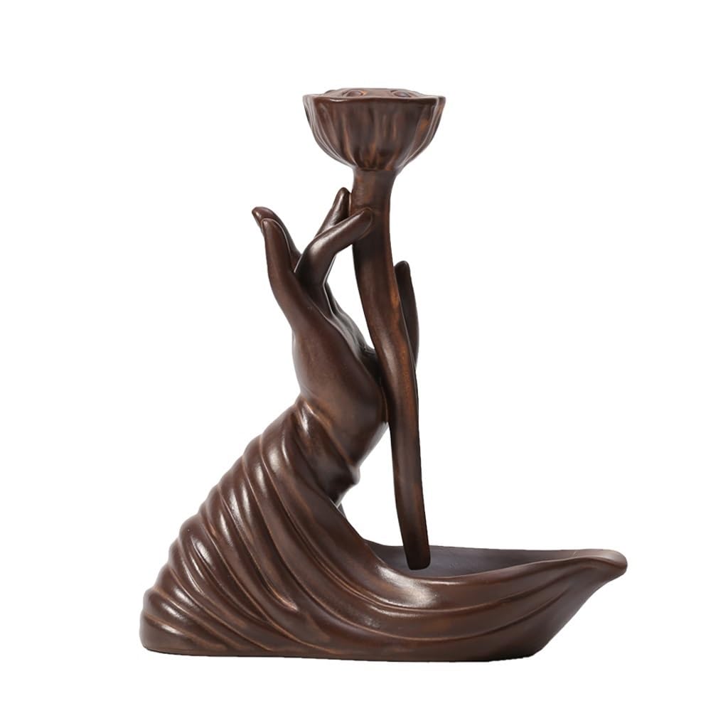 Incense Burner Lotus Backflow Incense Burner Ceramic Holder Waterfall for Aromatherapy Ornament Office Home Decoration Teahouse Meditation Censer