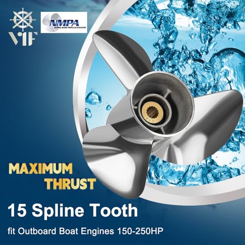 Image of VIF Jason Marine OEM Upgrade Stainless Steel Boat Propeller Compatible with Yamaha 150hp 175hp 200hp 220hp 225hp 250hp F150 F175 F200 F225 Outboard Engines,15 Spline Tooth