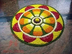 ROYAL TREND Super Soft Microfiber Traditional Modern Rangoli Door Mat for Home, Living Room, Beside Runner for Bedroom Decoration (24 x 24 Inch, Floral),Yellow