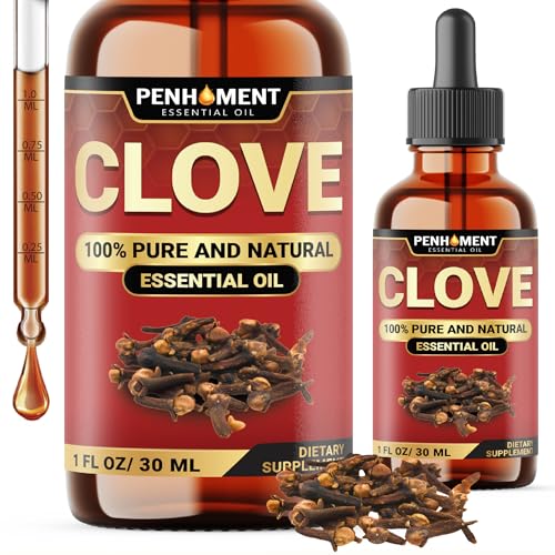PENHOMENT Organic Clove Essential Oil for Teeth and Gums - Perfec...