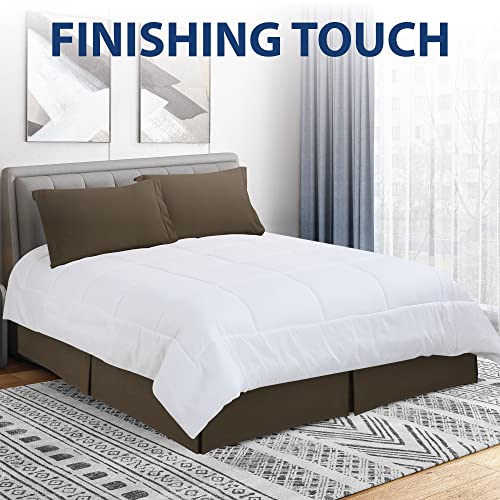 Cathay Home Double Brushed Microfiber Pleated Easy Fit Bed Skirt, Ultra Soft, Fade And Wrinkle Resistant - Chocolate, Twin #TOP4