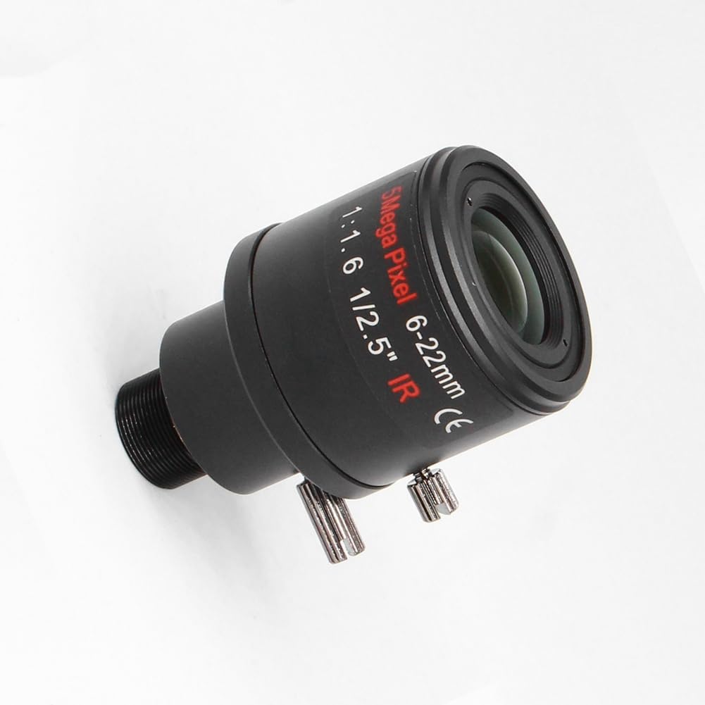 6-22mm 5MP M12 Mount Varifocal Lens F1.6 Manueller Zoom Objektiv High-Definition Netzwerk-Objektiv für 5MP-Sicherheitskameras Ohne Filter