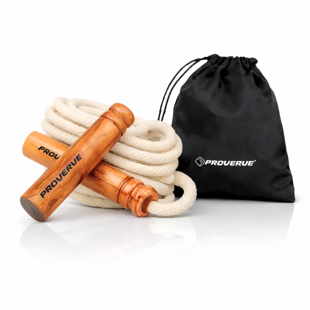 PROVERVE Cotton Skipping Rope Men And Women And Children, Tangle Free Jumping Rope for Gym Exercise Workout & Weight Loss For Kids (Brown)