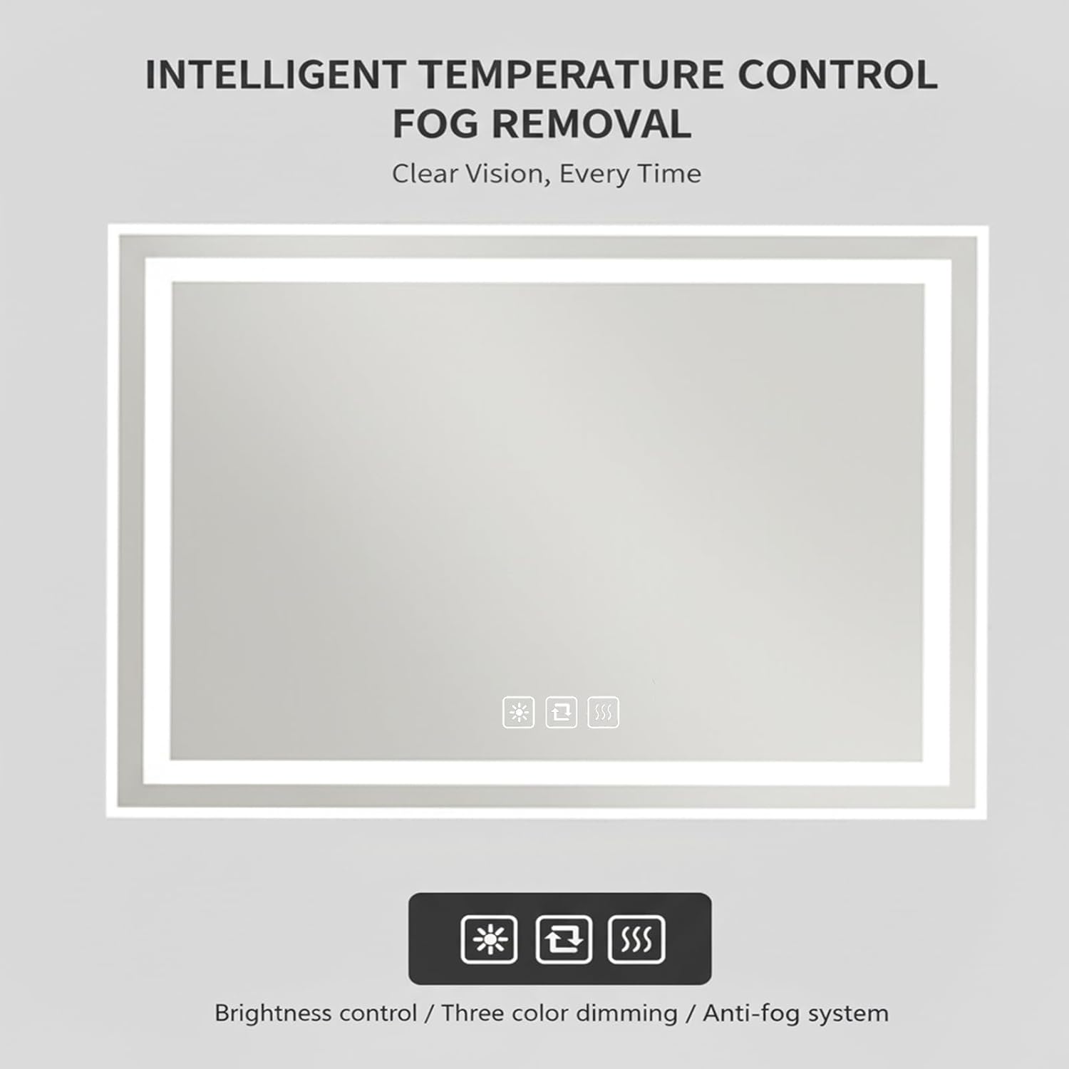 40X24 inches Rectangular LED Bathroom Mirror with Lights, Anti-Fog, Dimmable, Backlit + Front Lit, Lighted Bathroom Vanity Mirror for Wall, Memory Function, Tempered Glass, Shatter-Proof