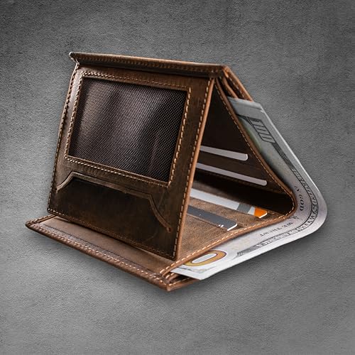 Personalized Leather Wallet for Men, Genuine Leather Trifold Wallet, Handmade Custom Wallet, Personalized Gift, Gift for Him, Gift for Dad, Anniversary Gift, Valentine's Day Gift, 7