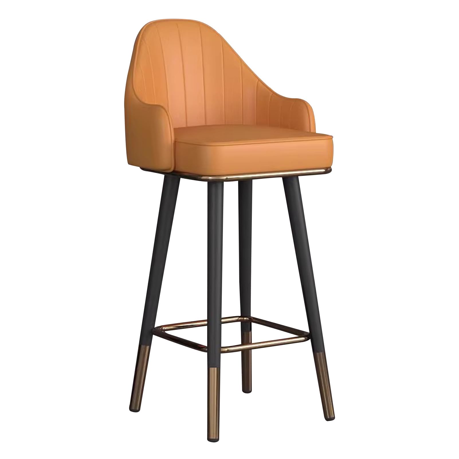 Tabouret de bar pivotant orange en cuir hauteur comptoir 65 cm