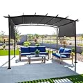 VINGLI 9’x 12' Outdoor Pergola Aluminum Retractable Pergola Canopy with Adjustable Roof, Garden Pergola for Deck, Porch, Garden, Yard (Grey)