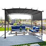 VINGLI 9’x 12' Outdoor Pergola Metal Retractable Pergola Canopy with Adjustable Roof, Garden Pergola for Deck, Porch, Garden, Yard (Grey), Gray