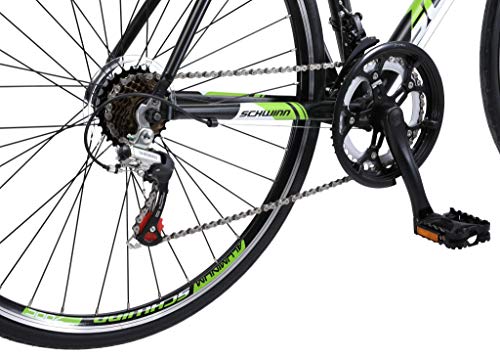 Schwinn Volare 1300 Drop Style Hybrid Sports Road Bike, Men And Women, 14-Speed, 700C Wheels, 21-Inch Aluminum Frame, Alloy Caliper Brakes, Green #TOP7