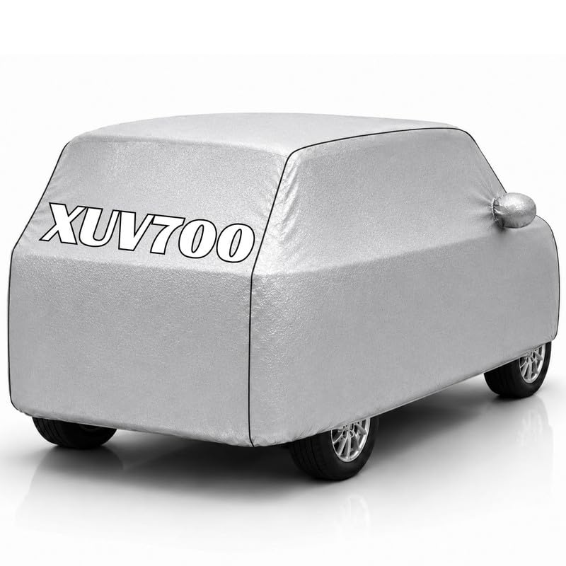 Image of Back-Boo Heavy Waterproof XUV700 Car Cover | Polyester Car Body Covers for Rain & Sun | UV Protection, Dustproof, Scratch Resistant, Windproof, Heat Resistant, Custom Fit - (Silver)