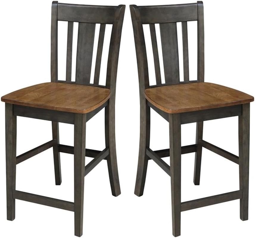IC INTERNATIONAL CONCEPTS San Remo Solid Wood CounterHeight Stool in Hickory/Washed Coal