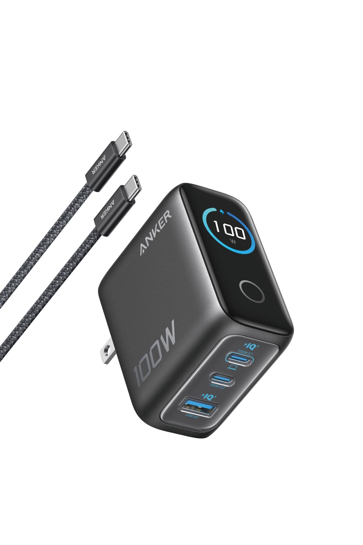 Amazon | Anker Charger (100W, 3 Ports) with USB-C & USB-Cケーブル