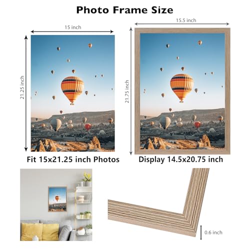 Image of JCJMY 15x21.25 Puzzles Frame Rustic Brown, Wall Hanging 15 x 21.25 Picture Frame for 15 by 21.25 Poster Photo Canvas Picture Puzzles with Shatter Resistant Plexiglass, Rustic Brown