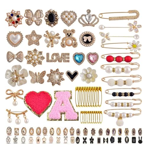 50/55/58/80/90/94/96pcs Sock Shoe Brooch Pin Sweater Shawl Clip人工真珠ブローチチャームラインストーンセーフピンファッション