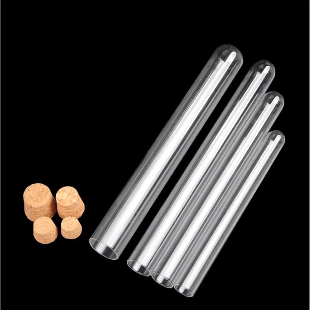 Szklane probówki, Probówki szklane z korkiem, okrągłe dno, różne rozmiary, 20 szt(15x150mm)