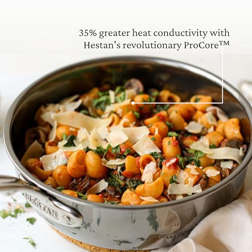 Image of Hestan - NanoBond Collection - Titanium Stainless Steel Saucier Pan with Lid, Induction Cooktop Compatible, 2-Quart