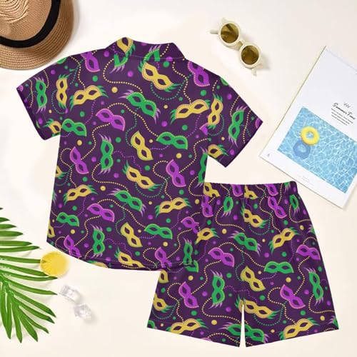 Image of visesunny Boy's 2 Pieces Shirt and Short Set Casual Shirts Short Sleeve Beach Shorts Summer Outfits for 3-10 Years Kids