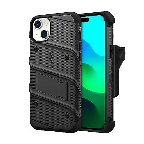 Coque iPhone 15 Plus ZIZO Bolt Noir avec béquille et protection écran