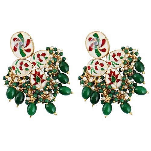 Image of Lucky Jewellery Back Meenakari 18k Gold Plated Set with Earring and Mang Tika Combo Uncut Big Faux Kundan Choker Necklace set (2415-J5SK-1815-PARENT)