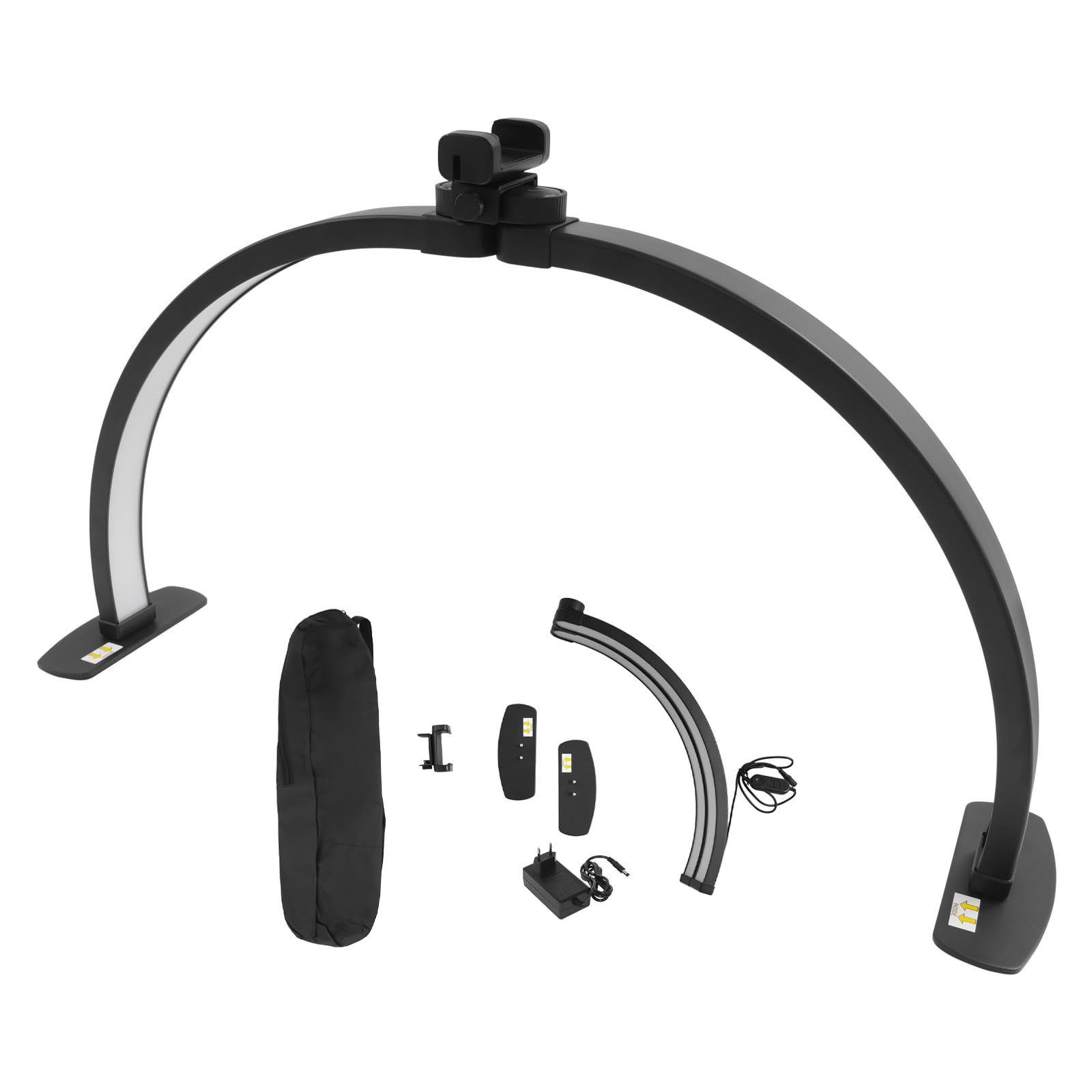 38W Halbmond Lampe für Nagel Schreibtisch (Schwarz) | Klappbar LED Nagel Schreibtisch Lampe 364 LED-Chips 10 Einstellstufen 73.8×38cm für Make-up, Maniküre usw