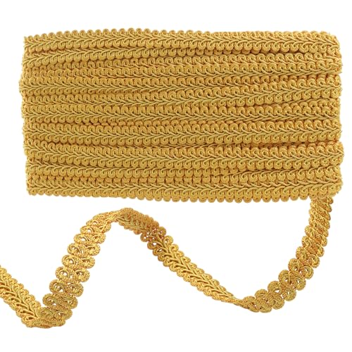 ISDVBUY Gimp Braid Trim - 1/2 Inch 14 Yards Dark Gold Polyester Lace Upholstery Trim for Sewing DIY Crafts Home Decoration Curtains and Slipcovers
