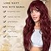 MINSEEYOO Burgundy Wig with Bangs for Women Long Burgundy Wavy Wigs 26 Inch Dark Red Wigs Natural Looking Heat Resistant Synthetic Wig for Daily Party Use