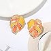 Opexicos 4Pcs Enamel Monstera Leaf Stud Earrings Fashion Bohemian Alloy Earrings Charms Accessories Purple+Yellow+Green+Pink