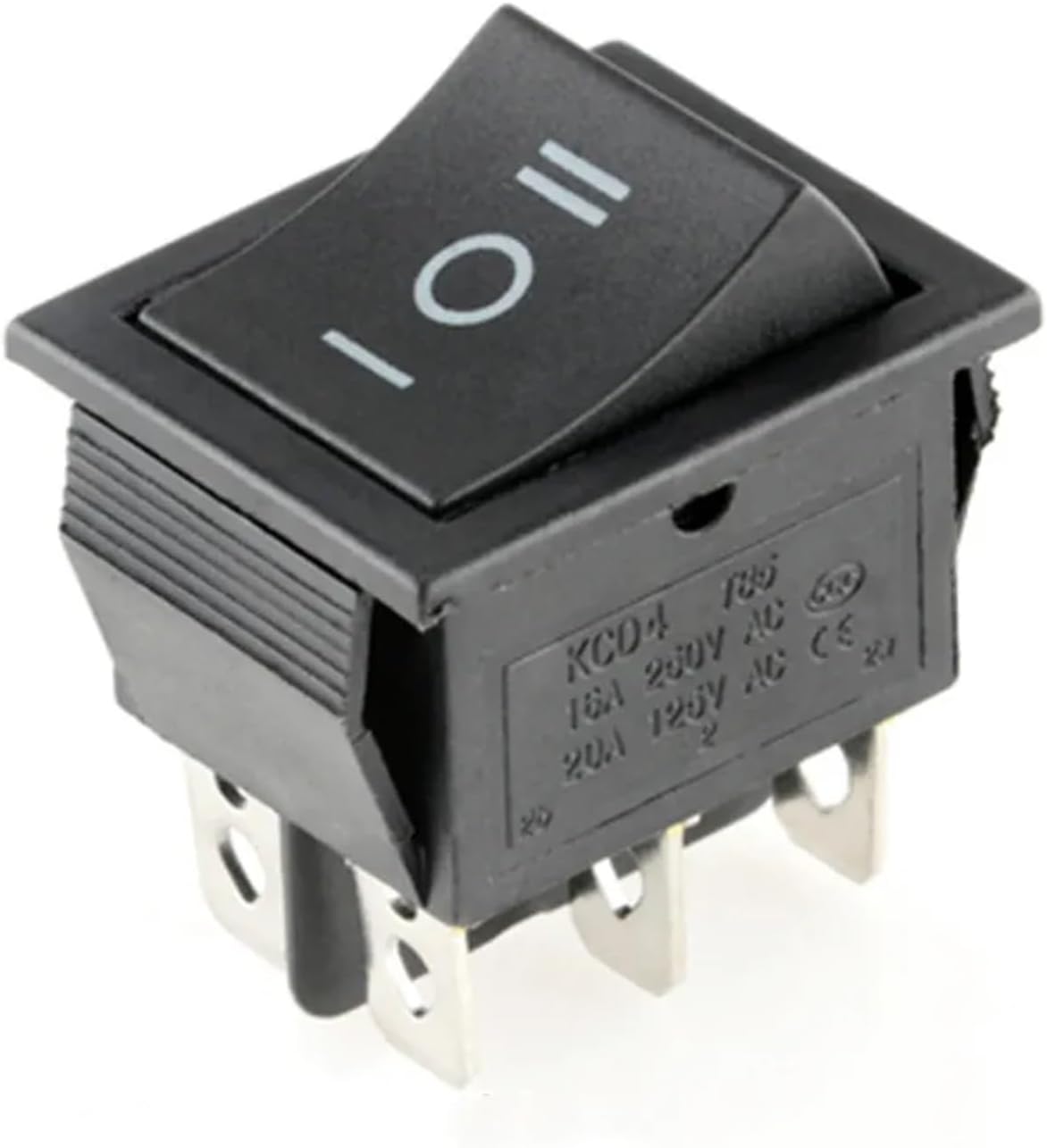 KCD4 1PCS Black Rocker Switch Power Switch ON-Off-ON 3 Position 6 Pins No Lights 16A 250VAC/ 20A 125VAC(Green ON-Off-ON)