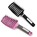 Escova de cabelo curvada com cerdas de javali - 2 peças para cabelos longos, finos, encaracolados ou lisos, cabelos ondulados crespos (preto/rosa)