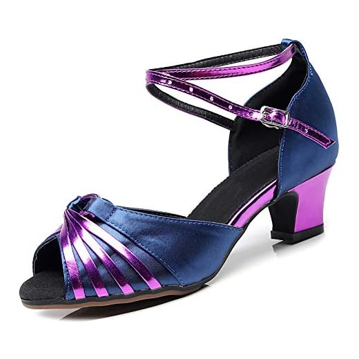 SWDZM Zapatos de Baile Latino para Mujer Salsa Tango Bachata Vals Zapatos de Baile de Salón,Tacco-5cm,Modelo-6117,Púrpura, 5UK/39EU