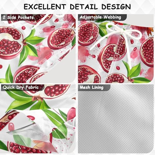 DOMIKING Seeds Pomegranate White Toddler Boys' Swim Trunks Mesh Lining Swim Shorts for Pool Gym Beach Adjustable Waist3