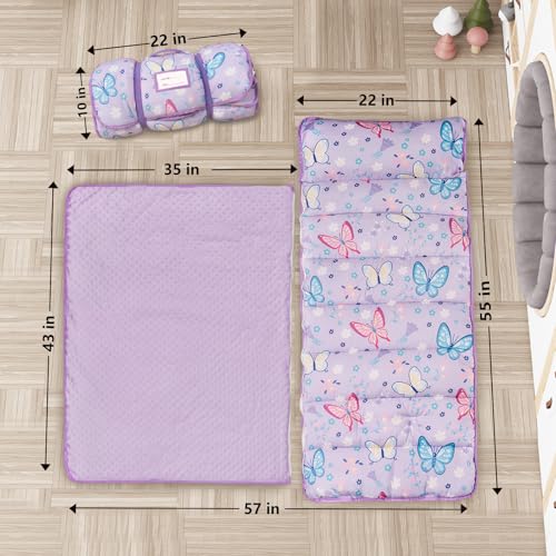 Image of Primlect Toddler Nap Mat Extra Large Thickened 55''x35'', Soft Sleeping Bag with Detachable Minky Blanket and Pillow, Portable for Daycare, Preschool, Kindergarten, Travel, Boys and Girls