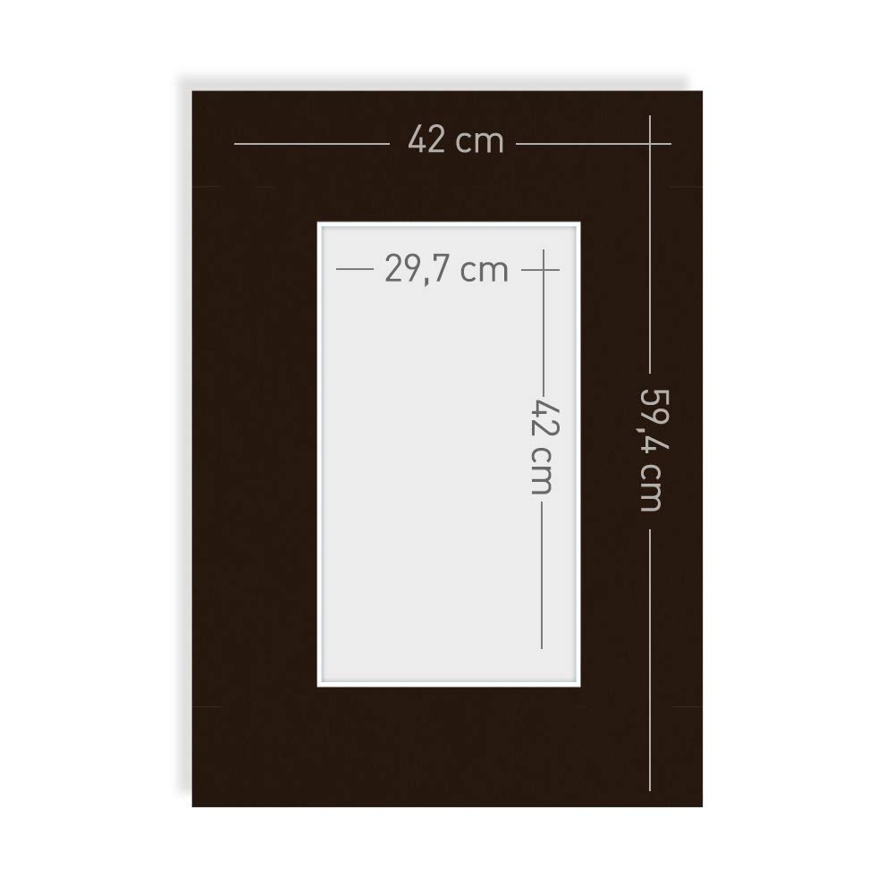 Bildershop-24 - Passepartout in Diversi Colori a Scelta, Dunkelbraun / 5X, 42 X 59.4 cm (Bildgröße: 29.7 X 42 cm)