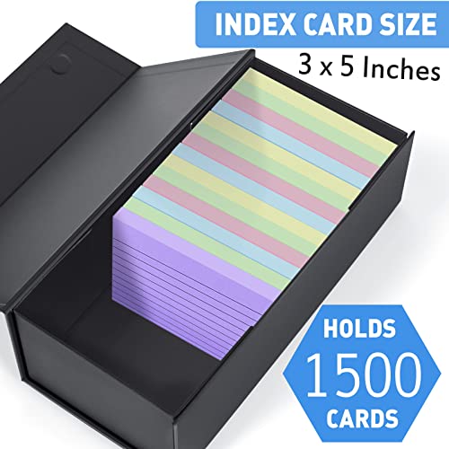 Harhana 3x5 Index Card Holder Card File Box Organizer, Hold 1200 3x5-Inch Flash Cards 1 Pack Black by Harhana - Image 2