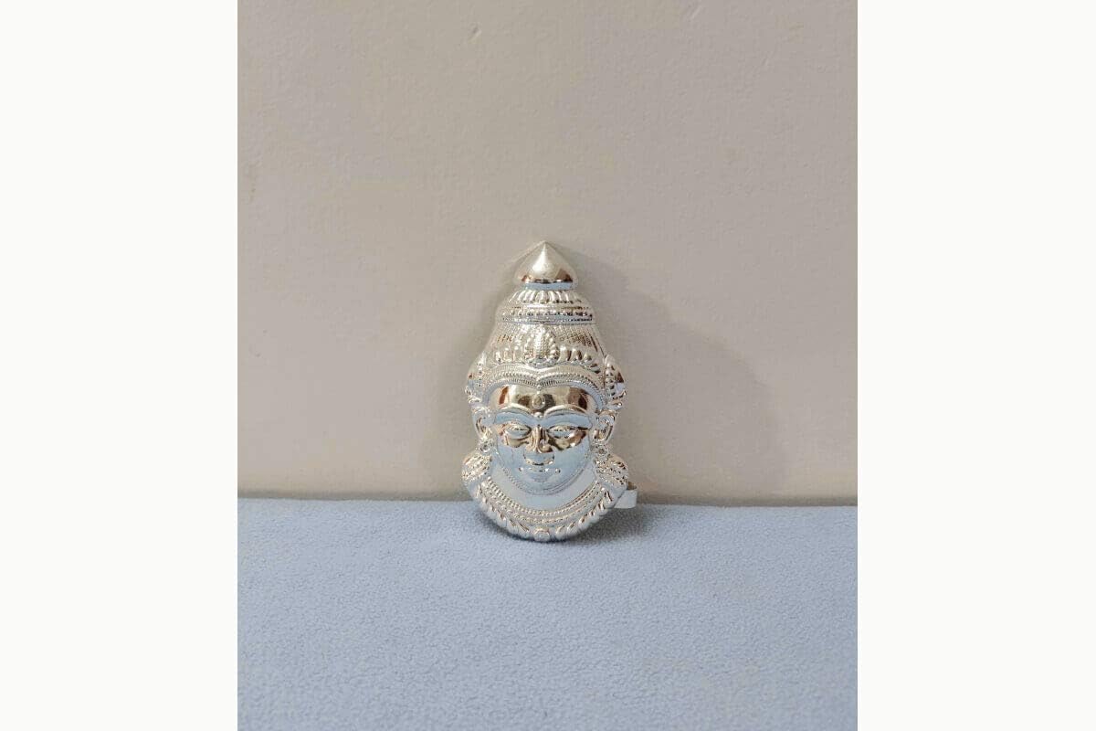German Silver Devi Face (Silver, Length: 4.25 inches Breadth: 2.5 inches) showpiece