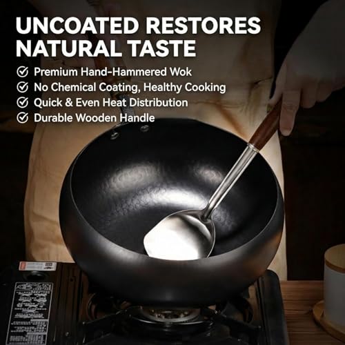 Wok de Hierro Fundido Japonés con Tapa de Madera 10IN miniatura 5