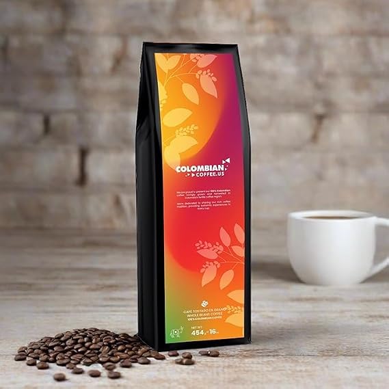 Colombian Coffee US. 16Oz Colombian Coffee Beans, 100% Arabica, Full Body, Medium Dark Roast Whole Bean Coffee Blend with Sweet Caramel & Cocoa Notes, Low Acid Coffee Whole Beans, Sustainably Sourced