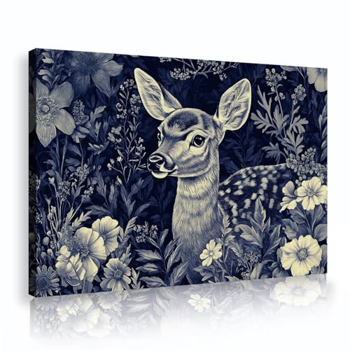 Affiche Naturel Botanique OSHIONARTE, Toile Cerf Sika Boho 30x45cm