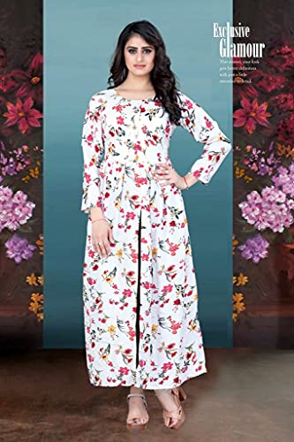 Image of H.E HAMZA ENTERPRISER Printed Crepe Material Brown Western Dress For Women