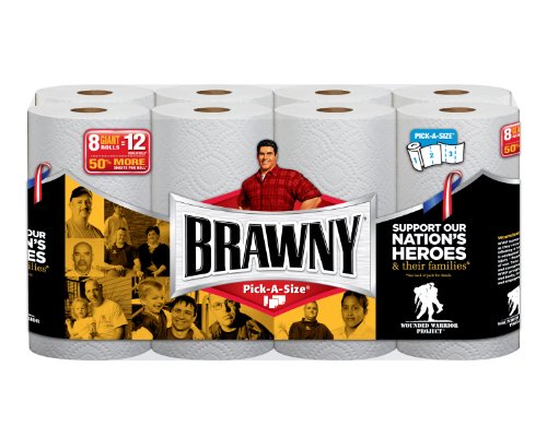Brawny Paper Towels, 8 Giant Rolls, Pick-A-Size, White