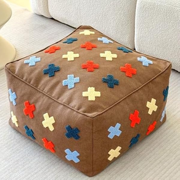 Nowoczesna tkanina meblowa puffe podnóżka torba fasolowa, dom w domu lub stóp do sypialni. Lekkie i trwałe Brown,45x30cm