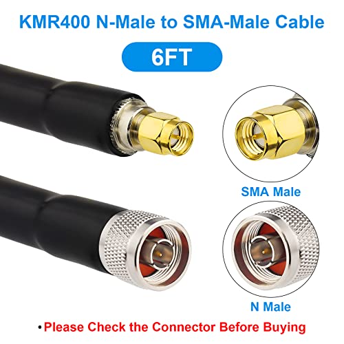 Image of XRDS -RF KMR400 SMA to N Cable 6ft, N-Male to SMA-Male Connector Low Loss Extension Cable 50 Ohm SMA Cable for 3G /4G /5G /LTE /ADS-B /Ham /GPS /WiFi /RF Radio to Antenna Use