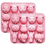 Silikon-Backform mit Tiermotiven, 2er-Set, Rosa, Löwe, Panda, Zebra, Nilpferd, Elefant, für...
