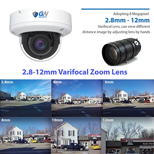 Gw Security 8 Channel Nvr 4K 8Mp Poe 2.8-12Mm Varifocal Zoom Security Camera System With 4 X 4K 8Mp Ip Microphone Waterproof Smart Ai Dome Camera, Face Recognition/Human/Vehicle Detection #TOP4