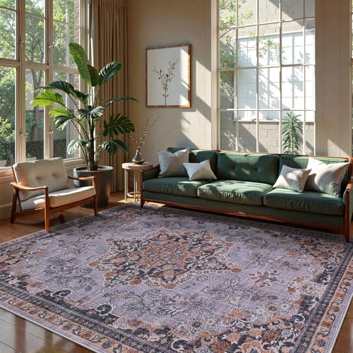 Tapete decorativo Lahome 5'x7' púrpura ultra delgado