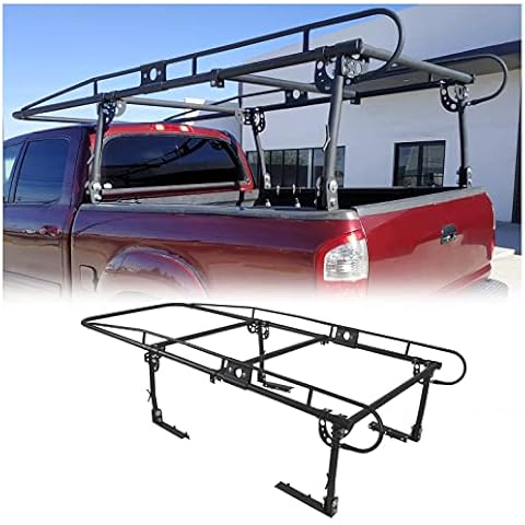 7BLACKSMITHS 1000 LBS Adjustable Truck Contractors Rack Ladder Pickup Kayak Lumber Rack Side Bar Long Cab Full Size 60"(W) x 138"(L) x 34"(H) (You Will get 2 Boxes) Cover