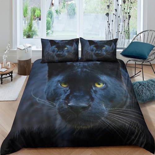 Parure de lit panthère noire 140x200 impression 3D confort premium